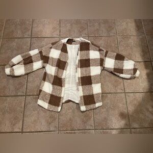 SHEIN Brown and White Fleece Jacket